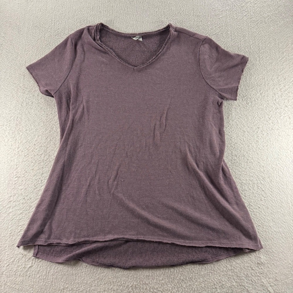 Mudd V-Neck Top Womens Small Purple Good Short Sleeve High-Low Knit Tee